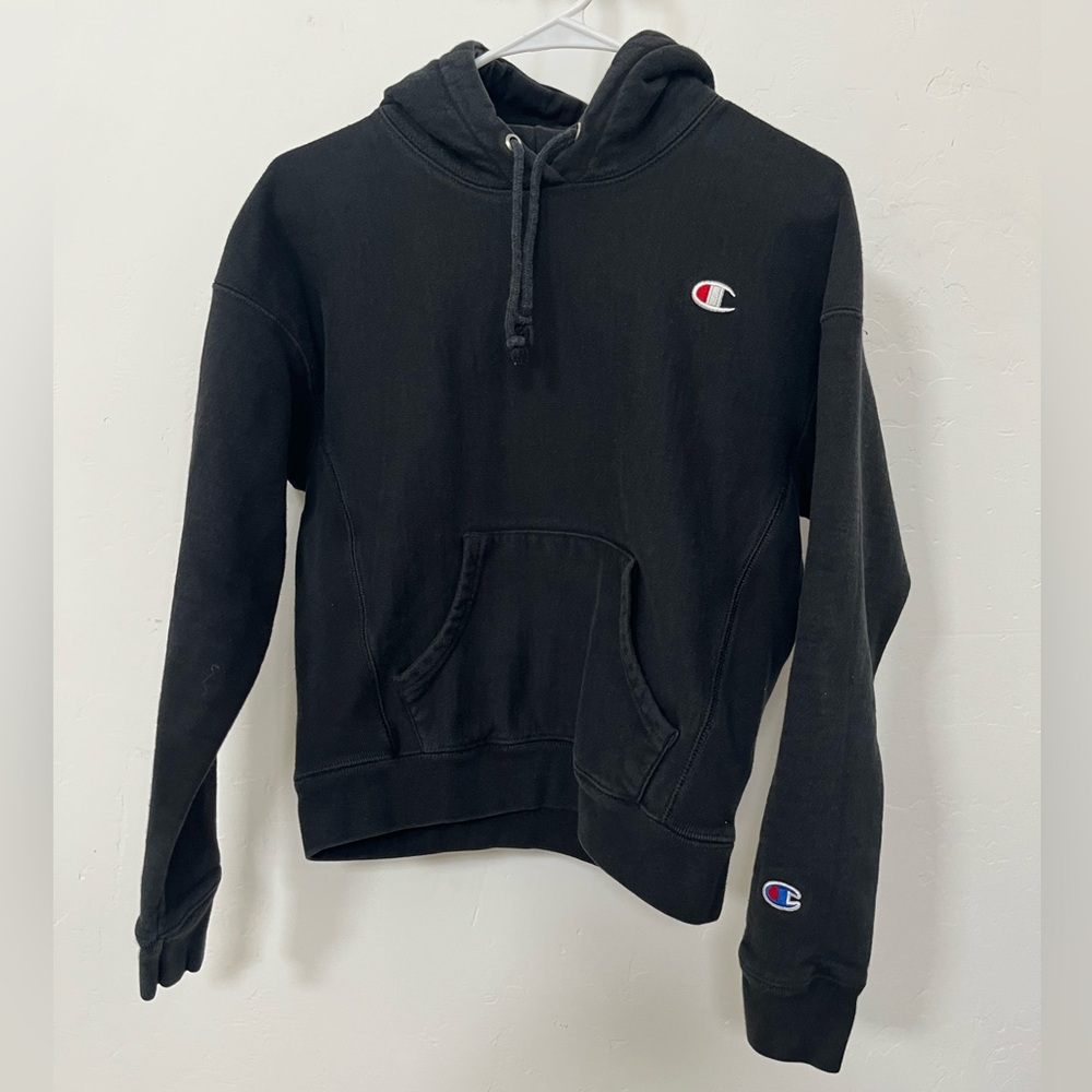 Champion Black Pullover Hoodie with Embroidered C Logos